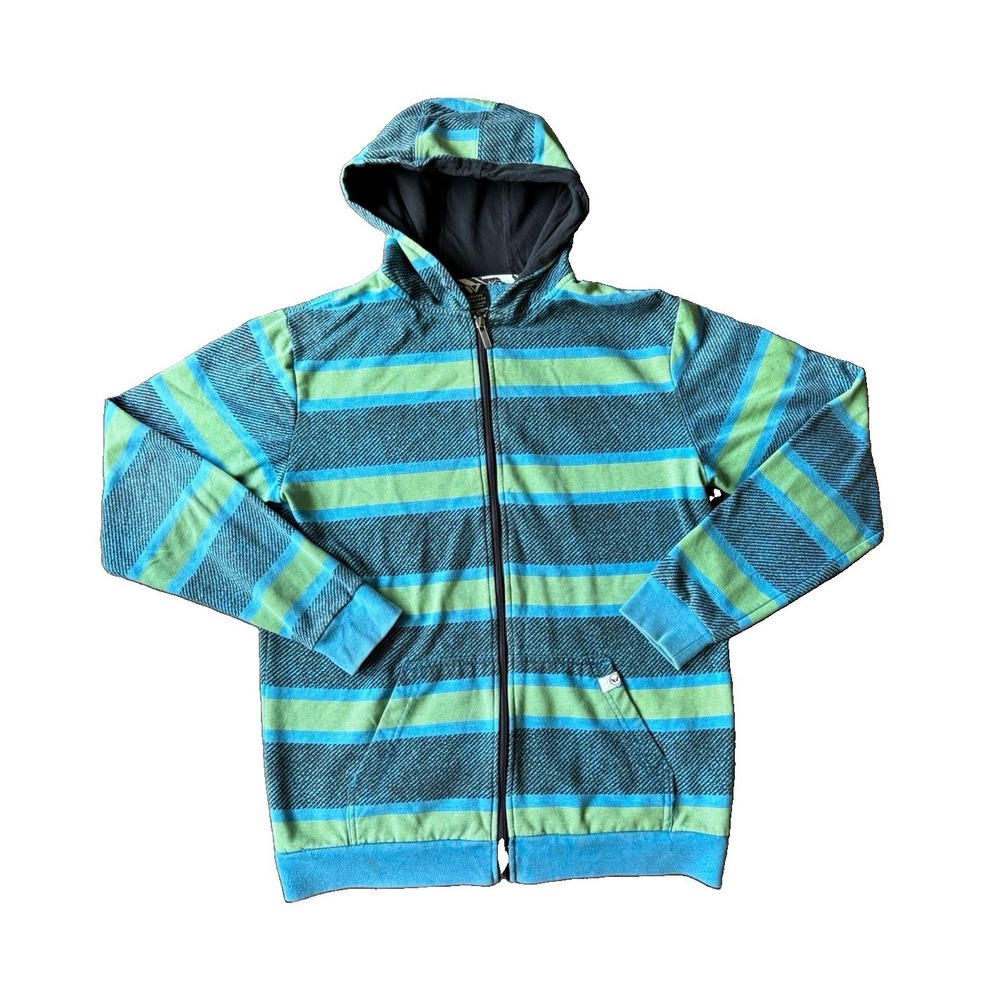 Y2K VTG Shaun White Youth Full Zip Striped Hoodie Sweatshirt Blue/Green Size XL